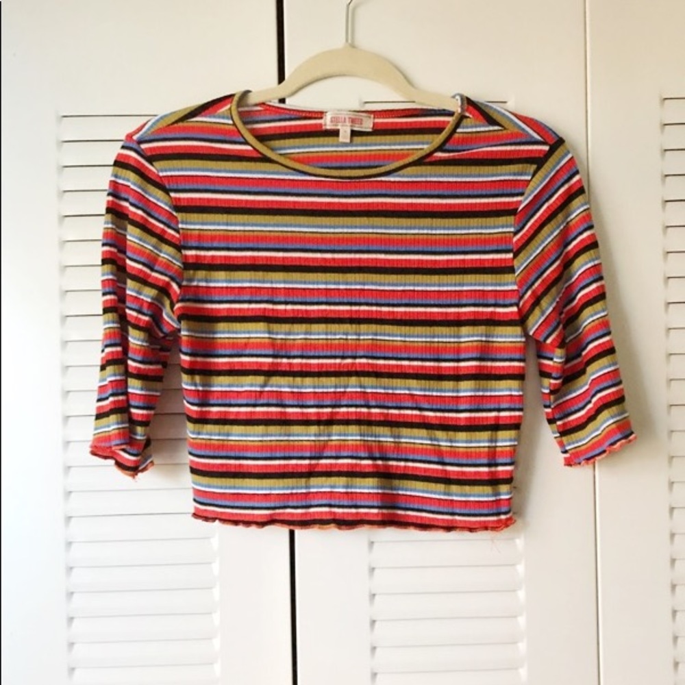 Multicolored striped crop top